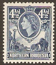 Northern Rhodesia 1953 4d Deep blue. SG67.
